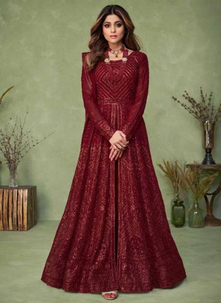 Maroon Colour AASHIRWAD MASAKALI Heavy Wedding Wear Georgette Salwar Suit Collection 9145
